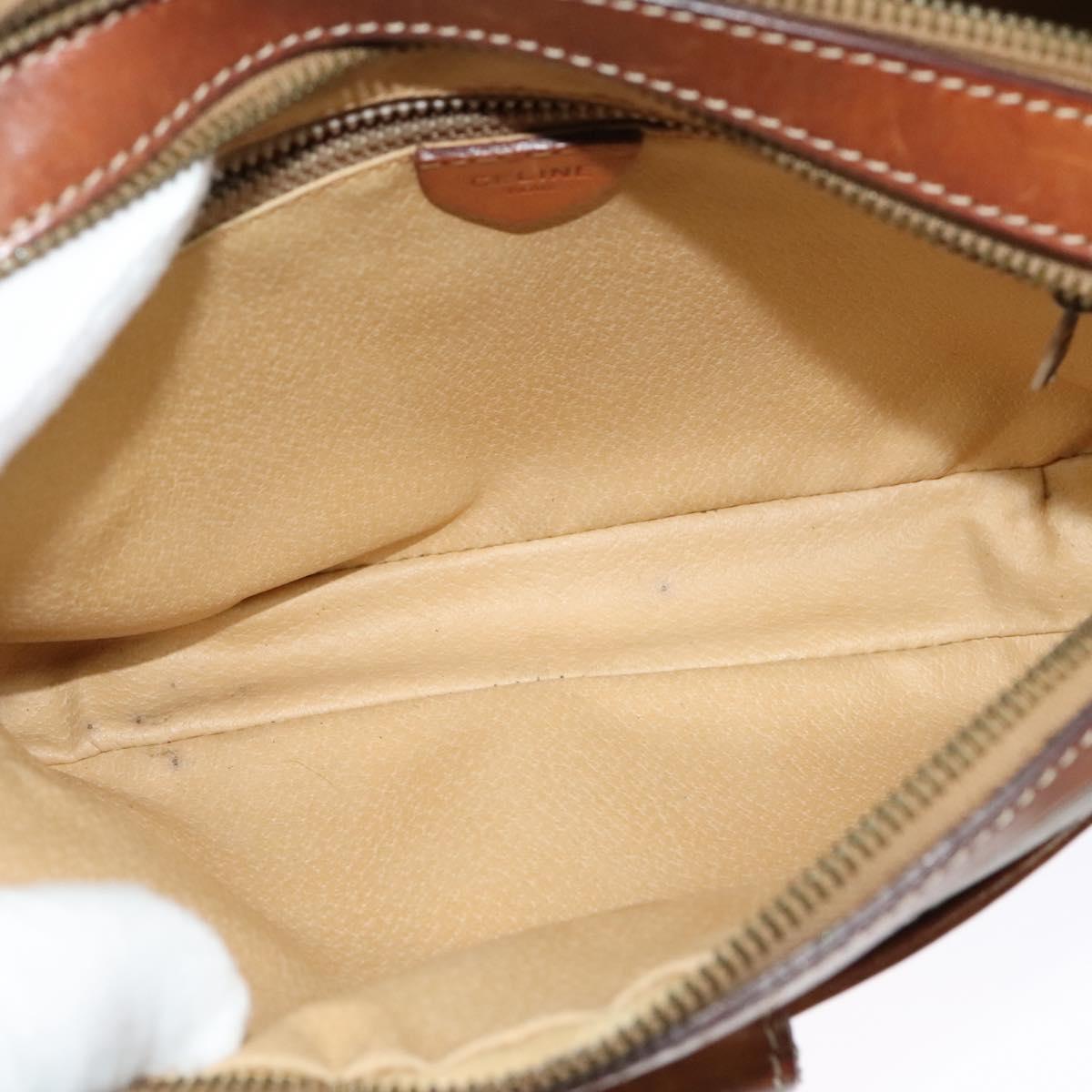 CELINE Macadam Canvas Shoulder Bag PVC Beige Gold Auth 137747