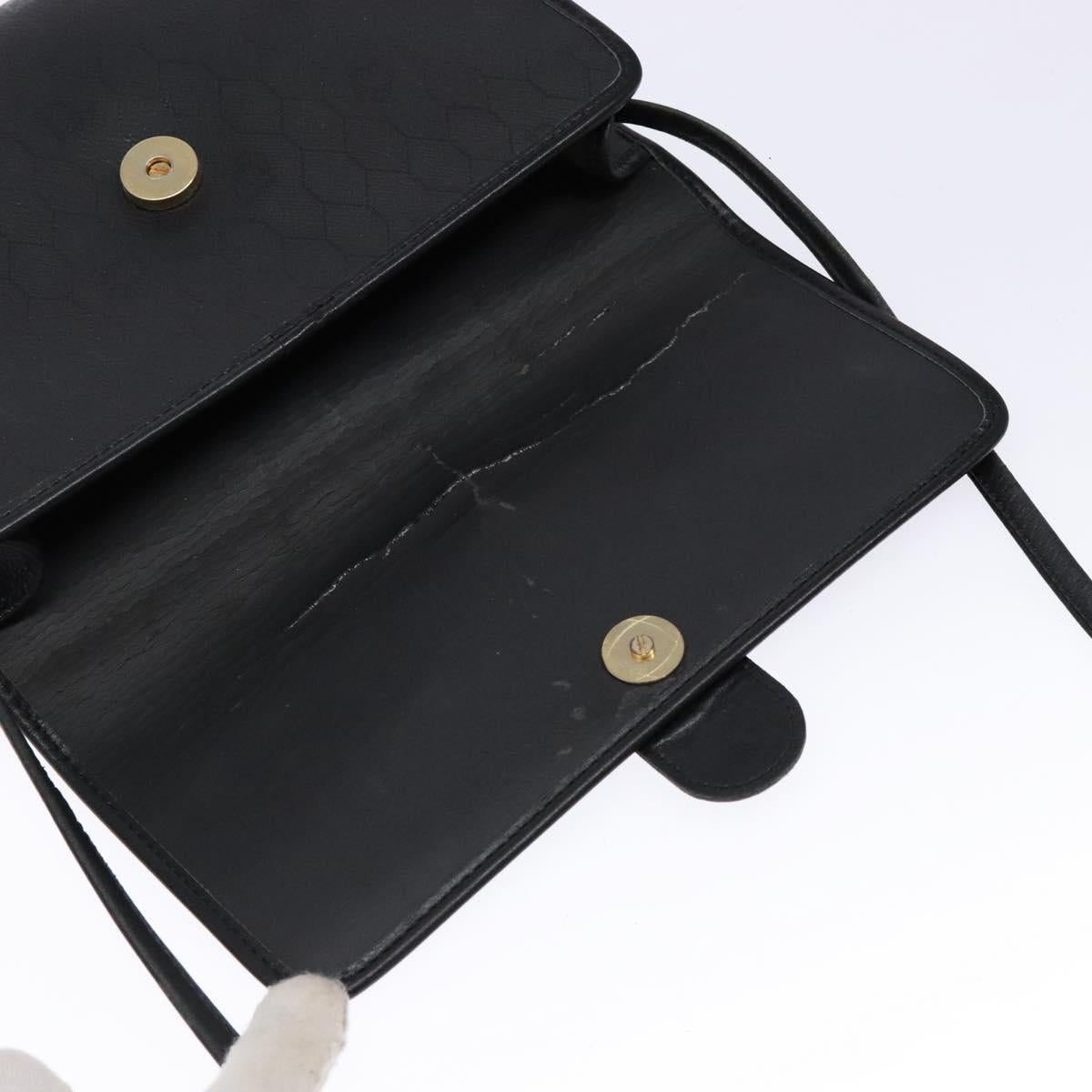 Christian Dior Honeycomb Canvas Shoulder Bag PVC Black Gold Auth 137748