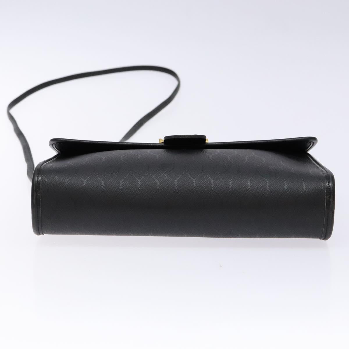 Christian Dior Honeycomb Canvas Shoulder Bag PVC Black Gold Auth 137748