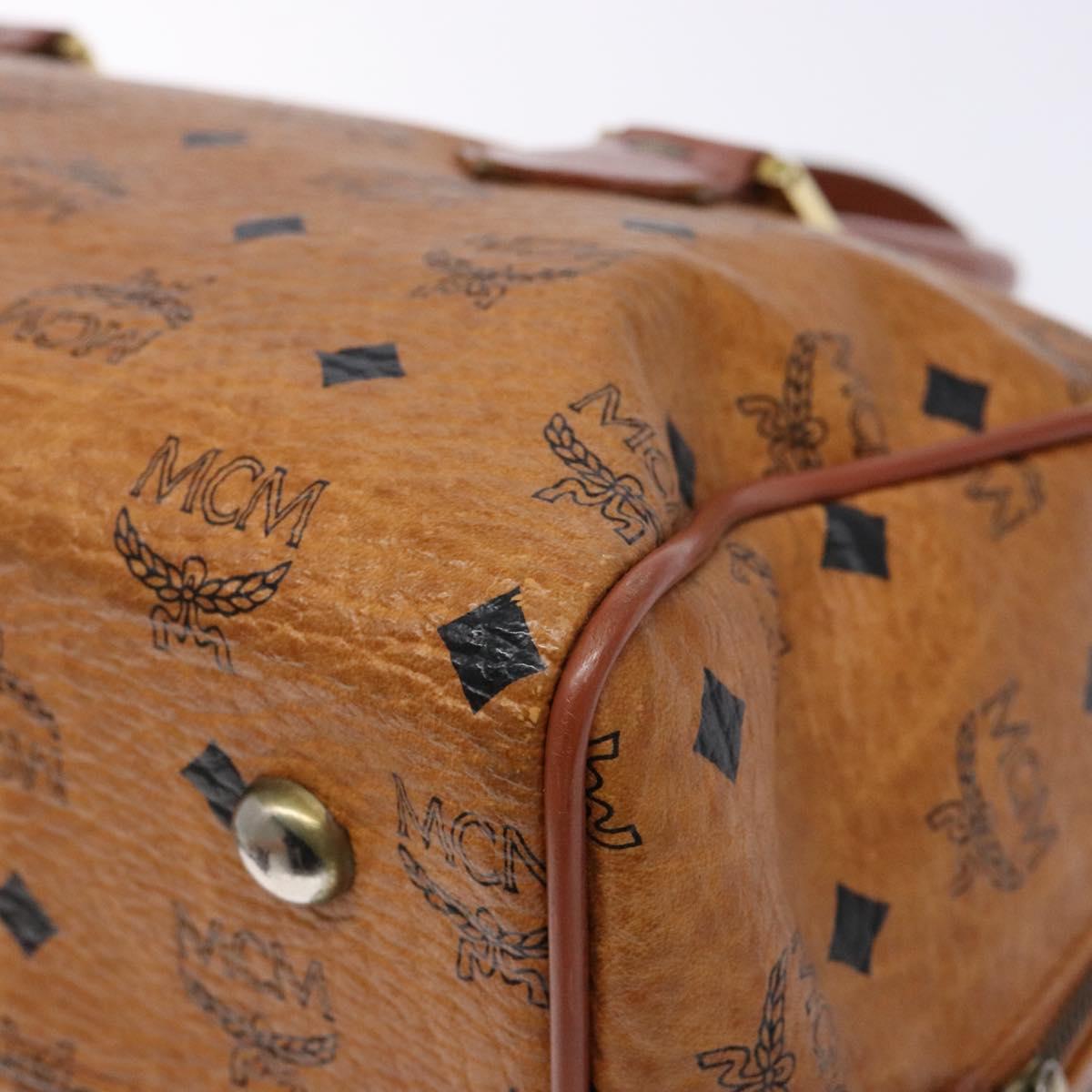 MCM Logogram Vicetos Hand Bag PVC Leather Brown Gold Auth 137750