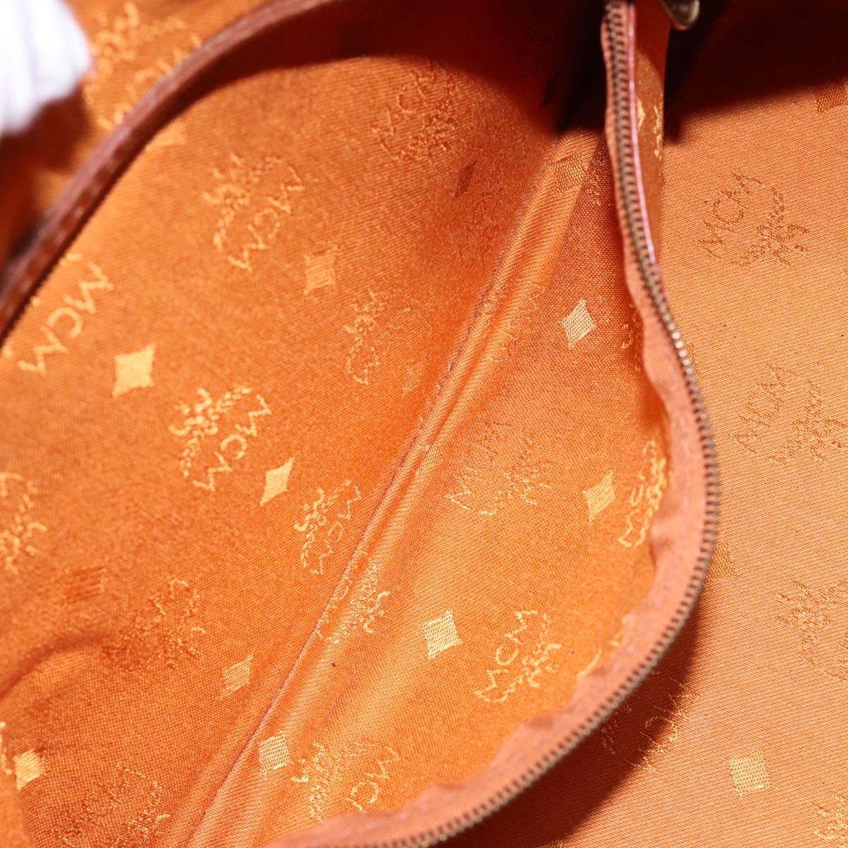 MCM Logogram Vicetos Hand Bag PVC Leather Brown Gold Auth 137750
