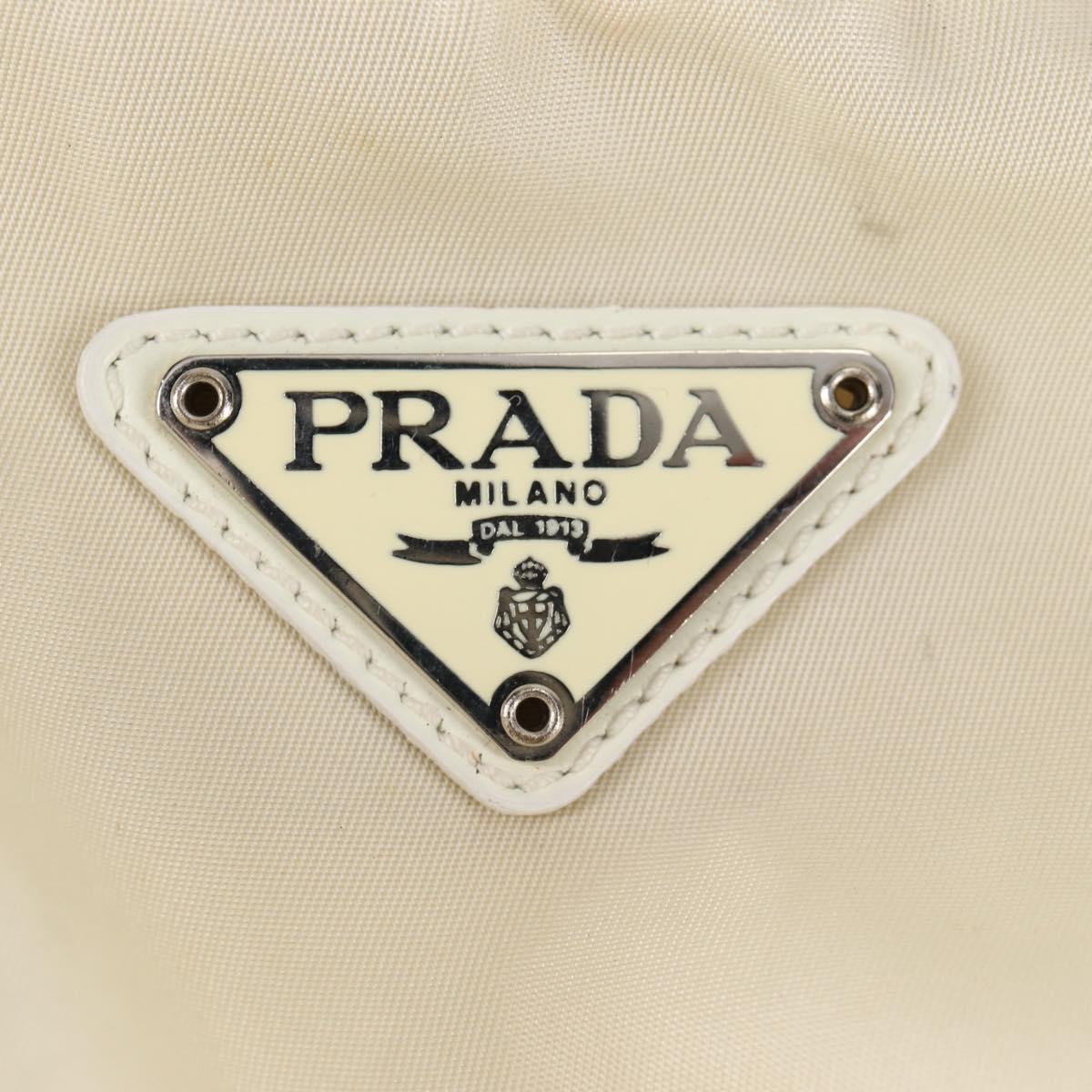 PRADA Backpack Nylon Cream Silver Auth 137765