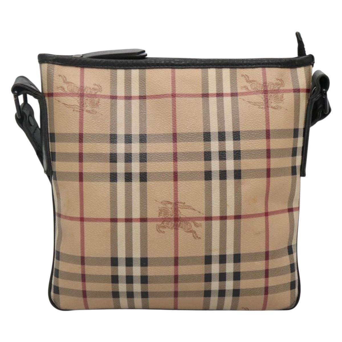 BURBERRY Nova Check Shoulder Bag PVC Beige Auth 137777
