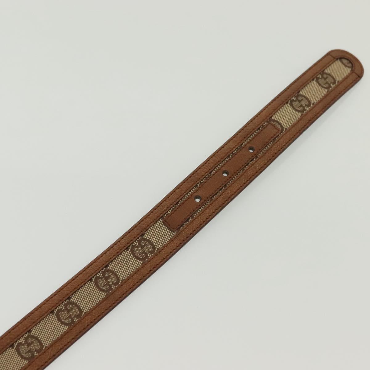 GUCCI GG Canvas Belt Leather 35.4"" Beige Gold 114874 Auth 137789