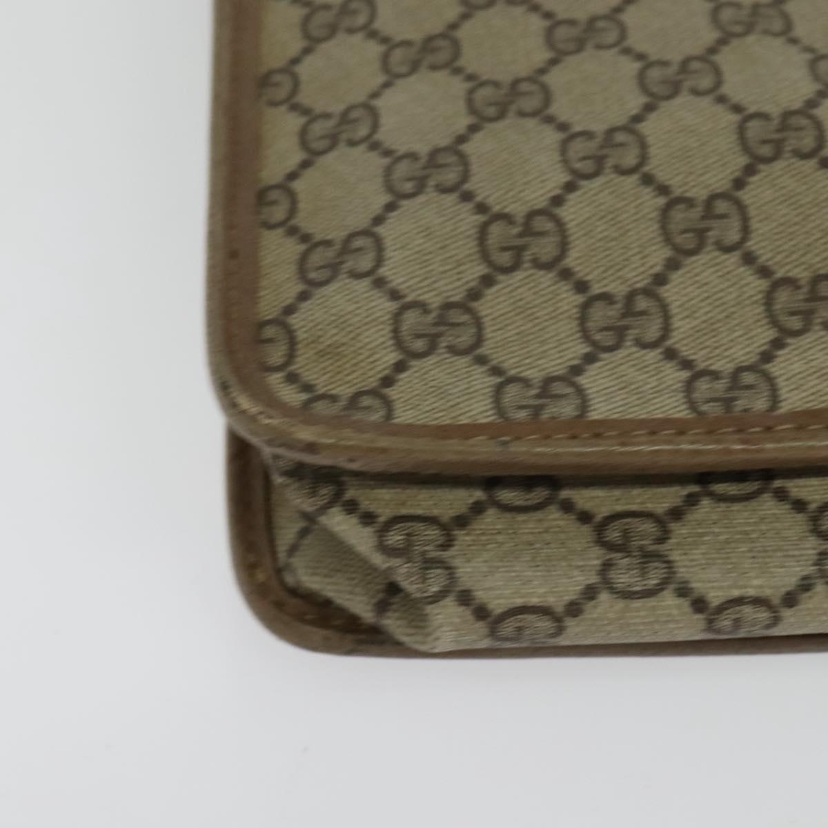 GUCCI GG Supreme Hand Bag PVC Vintage Beige Gold Auth 137795