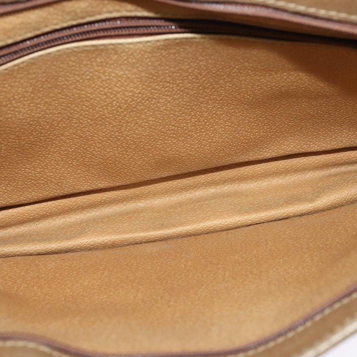 GUCCI GG Supreme Hand Bag PVC Vintage Beige Gold Auth 137795