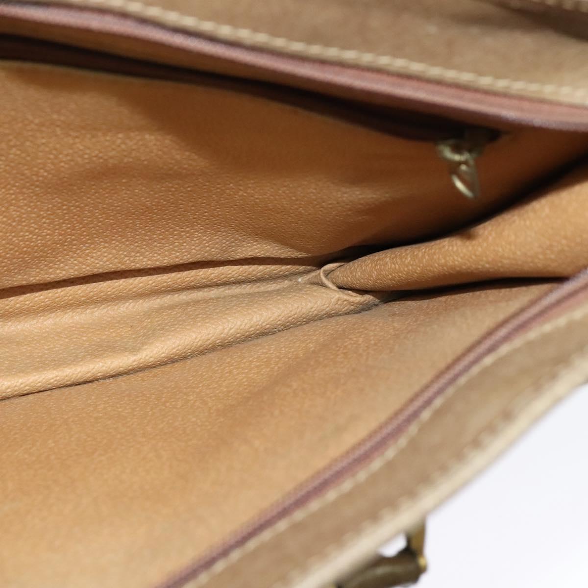 GUCCI GG Supreme Hand Bag PVC Vintage Beige Gold Auth 137795