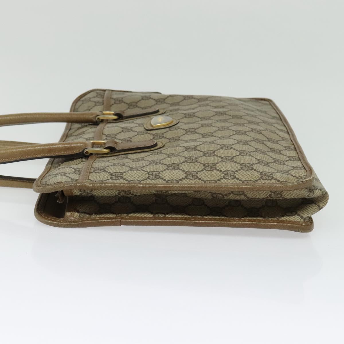 GUCCI GG Supreme Hand Bag PVC Vintage Beige Gold Auth 137795