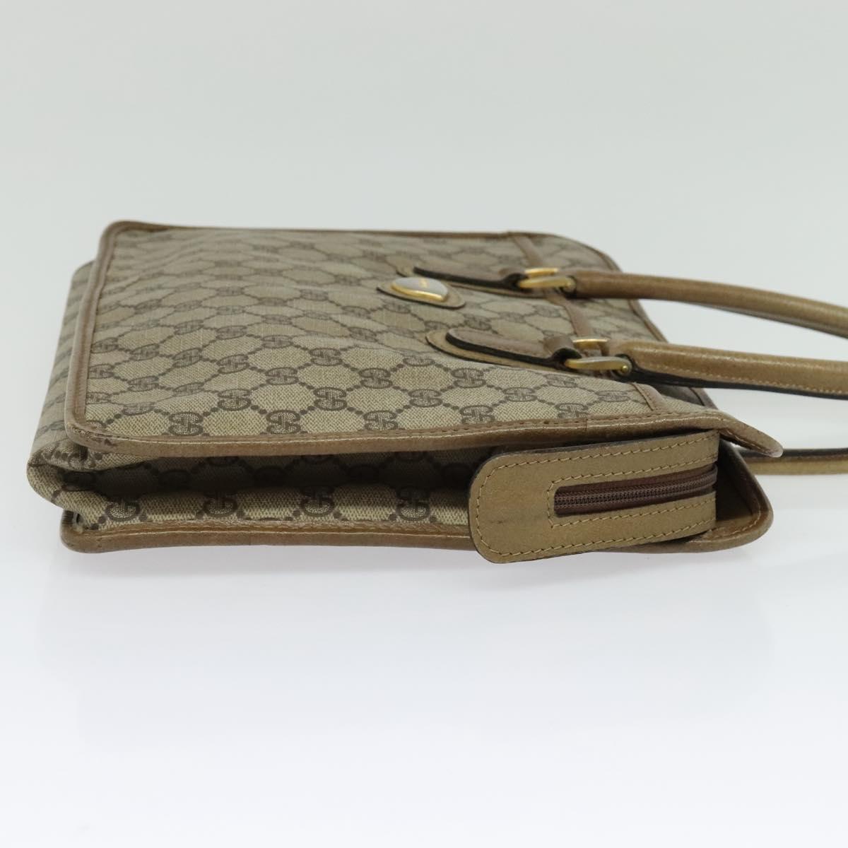 GUCCI GG Supreme Hand Bag PVC Vintage Beige Gold Auth 137795