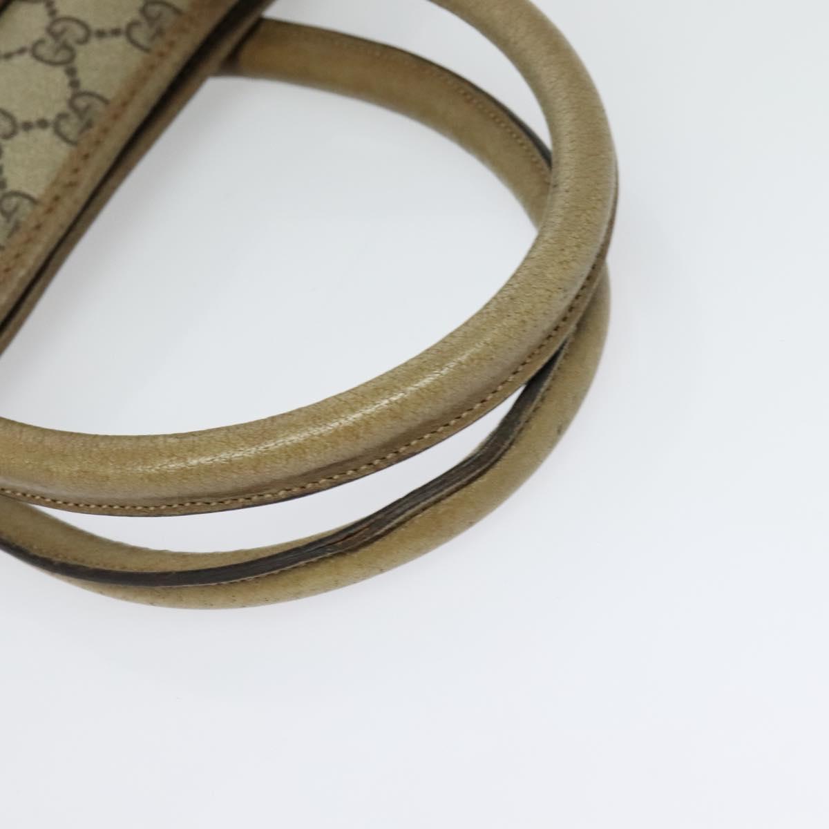 GUCCI GG Supreme Hand Bag PVC Vintage Beige Gold Auth 137795