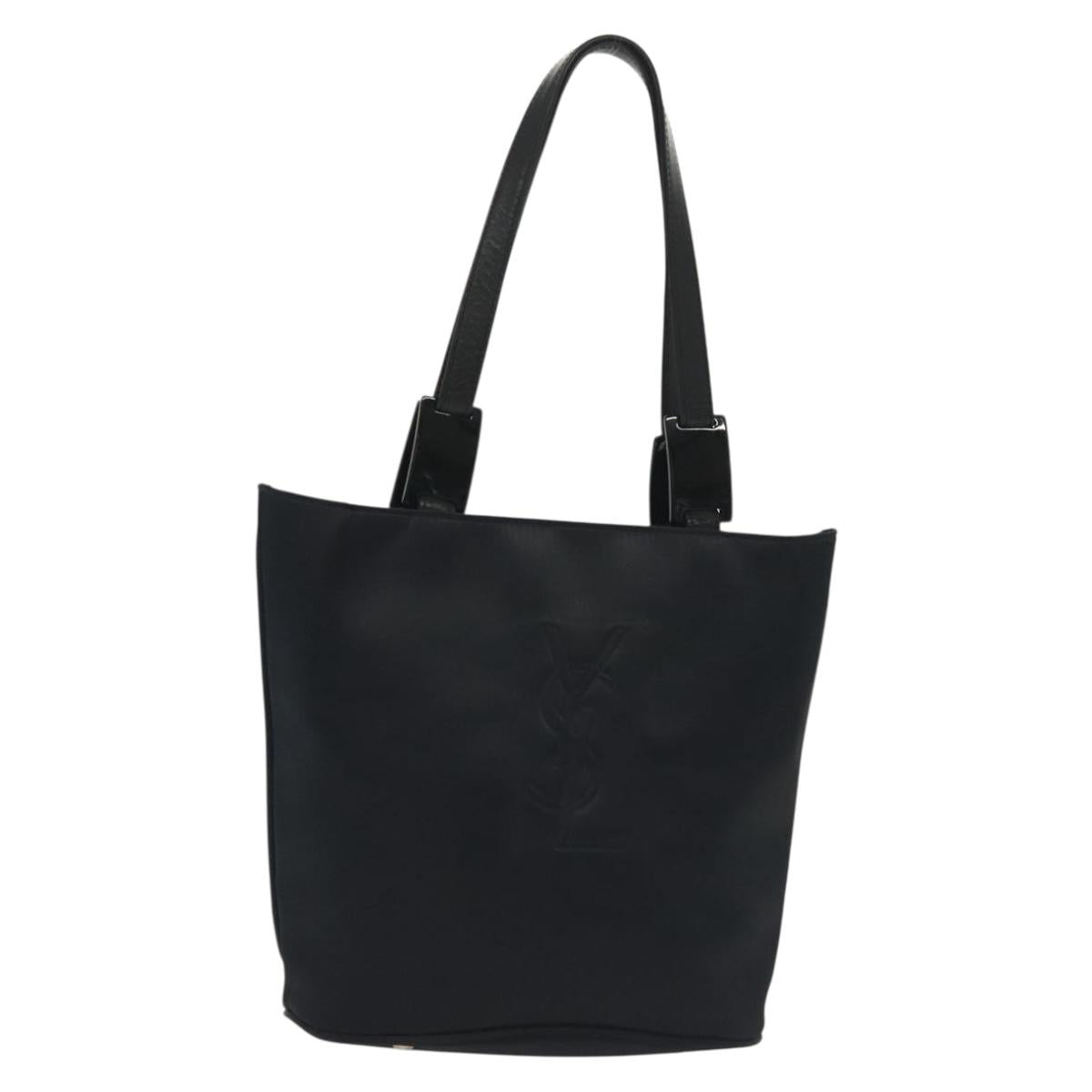 SAINT LAURENT Tote Bag Nylon Navy Silver Auth 137808
