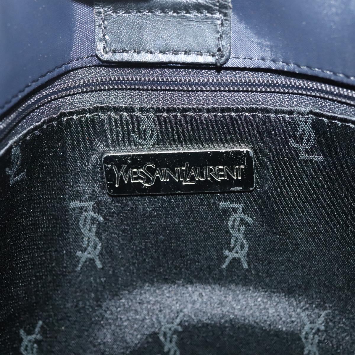 SAINT LAURENT Tote Bag Nylon Navy Silver Auth 137808