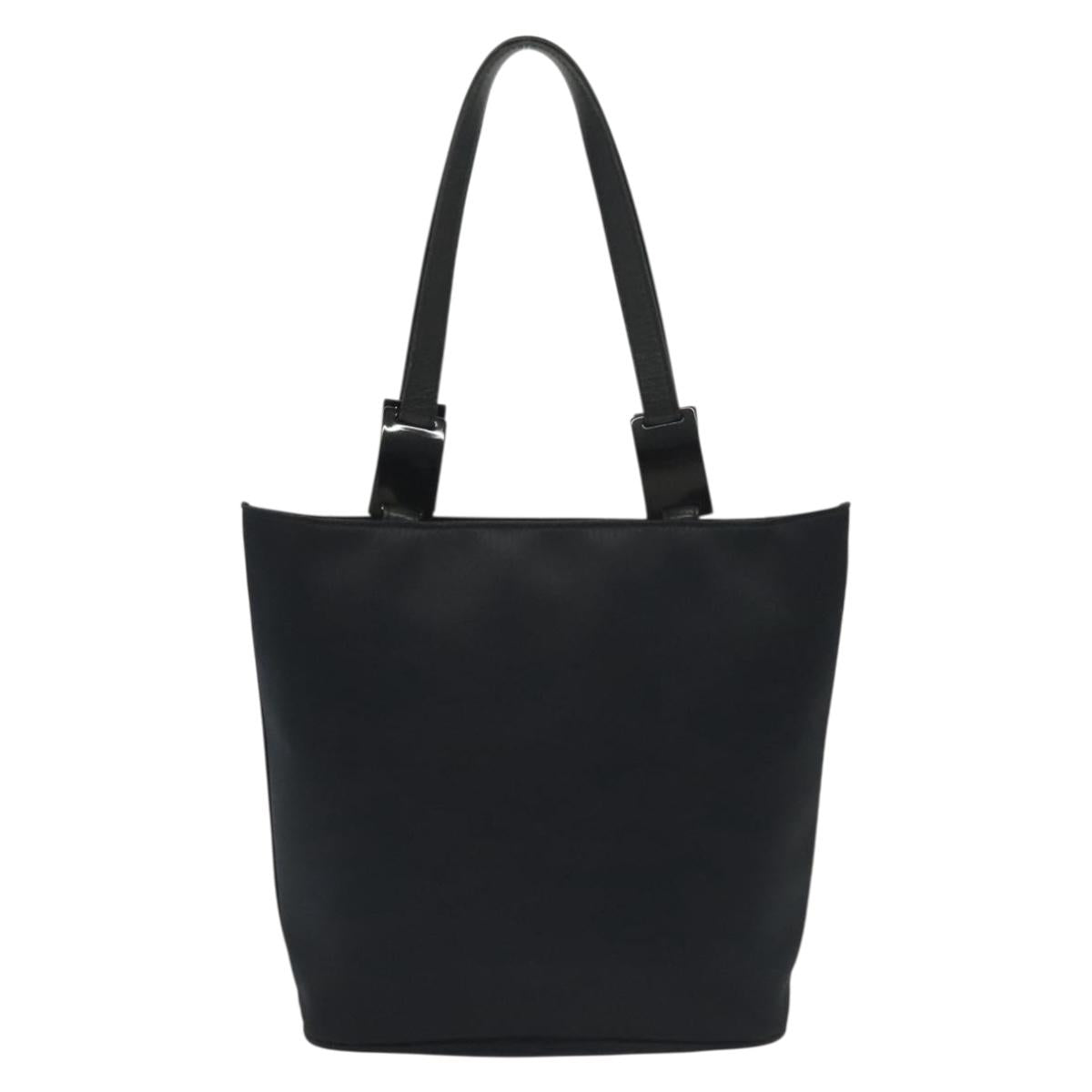 SAINT LAURENT Tote Bag Nylon Navy Silver Auth 137808