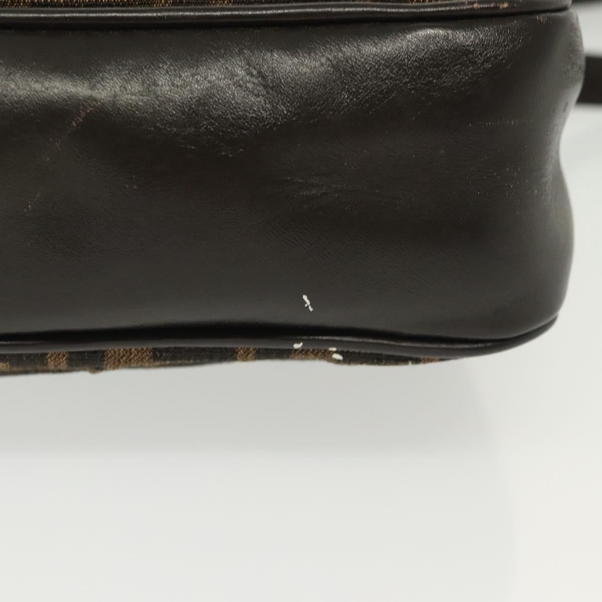 FENDI Zucca Canvas Shoulder Bag Vintage Black Brown Auth 137812