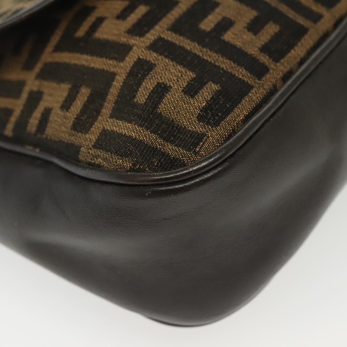 FENDI Zucca Canvas Shoulder Bag Vintage Black Brown Auth 137812
