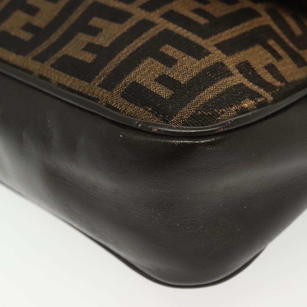 FENDI Zucca Canvas Shoulder Bag Vintage Black Brown Auth 137812