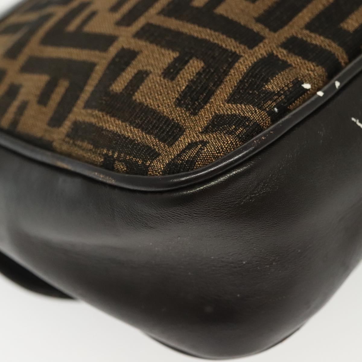 FENDI Zucca Canvas Shoulder Bag Vintage Black Brown Auth 137812