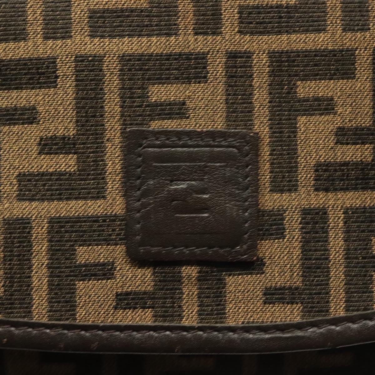 FENDI Zucca Canvas Shoulder Bag Vintage Black Brown Auth 137812