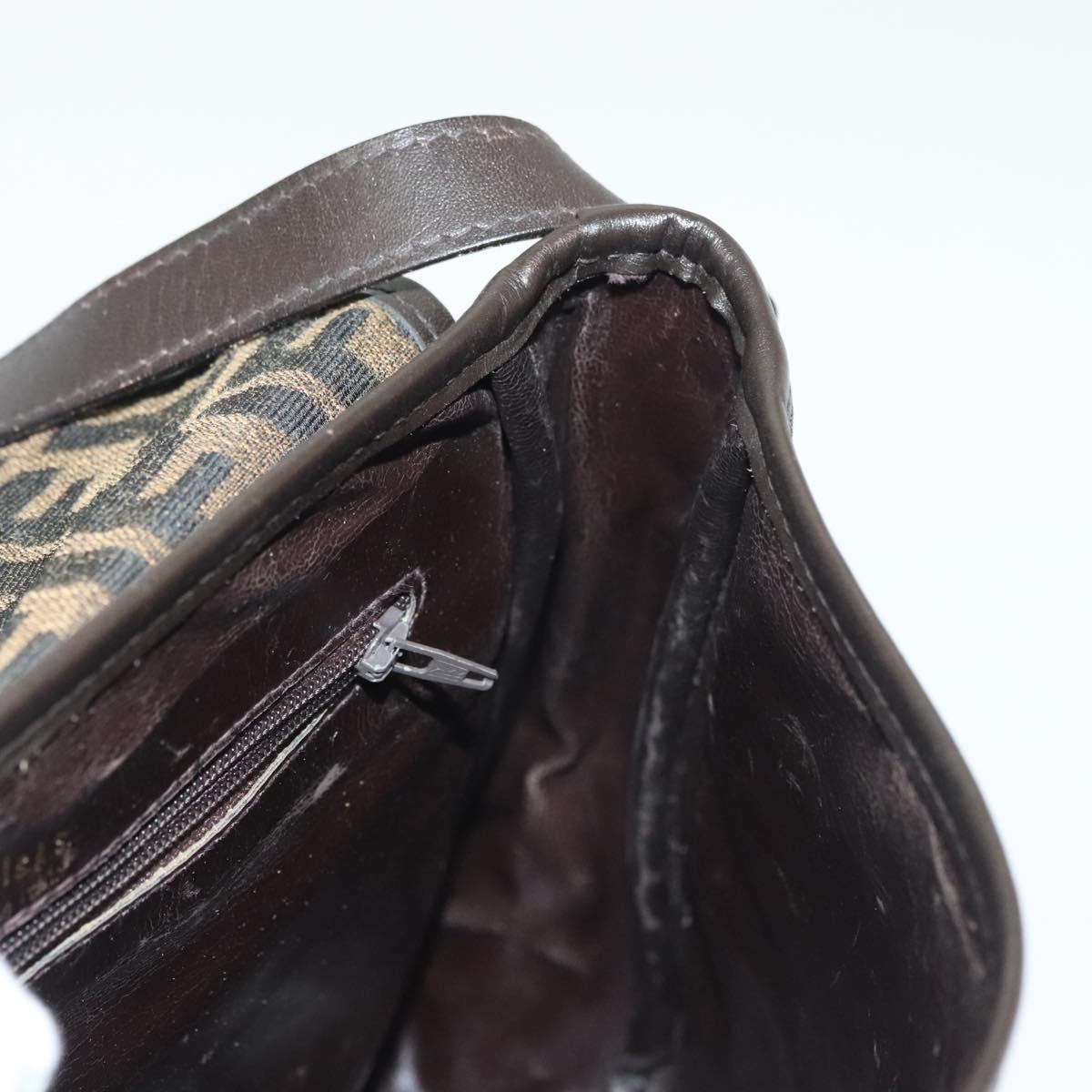 FENDI Zucca Canvas Shoulder Bag Vintage Black Brown Auth 137812