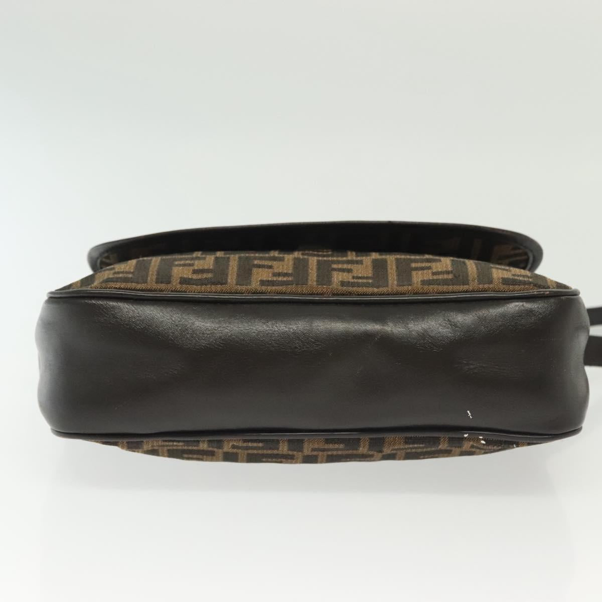 FENDI Zucca Canvas Shoulder Bag Vintage Black Brown Auth 137812
