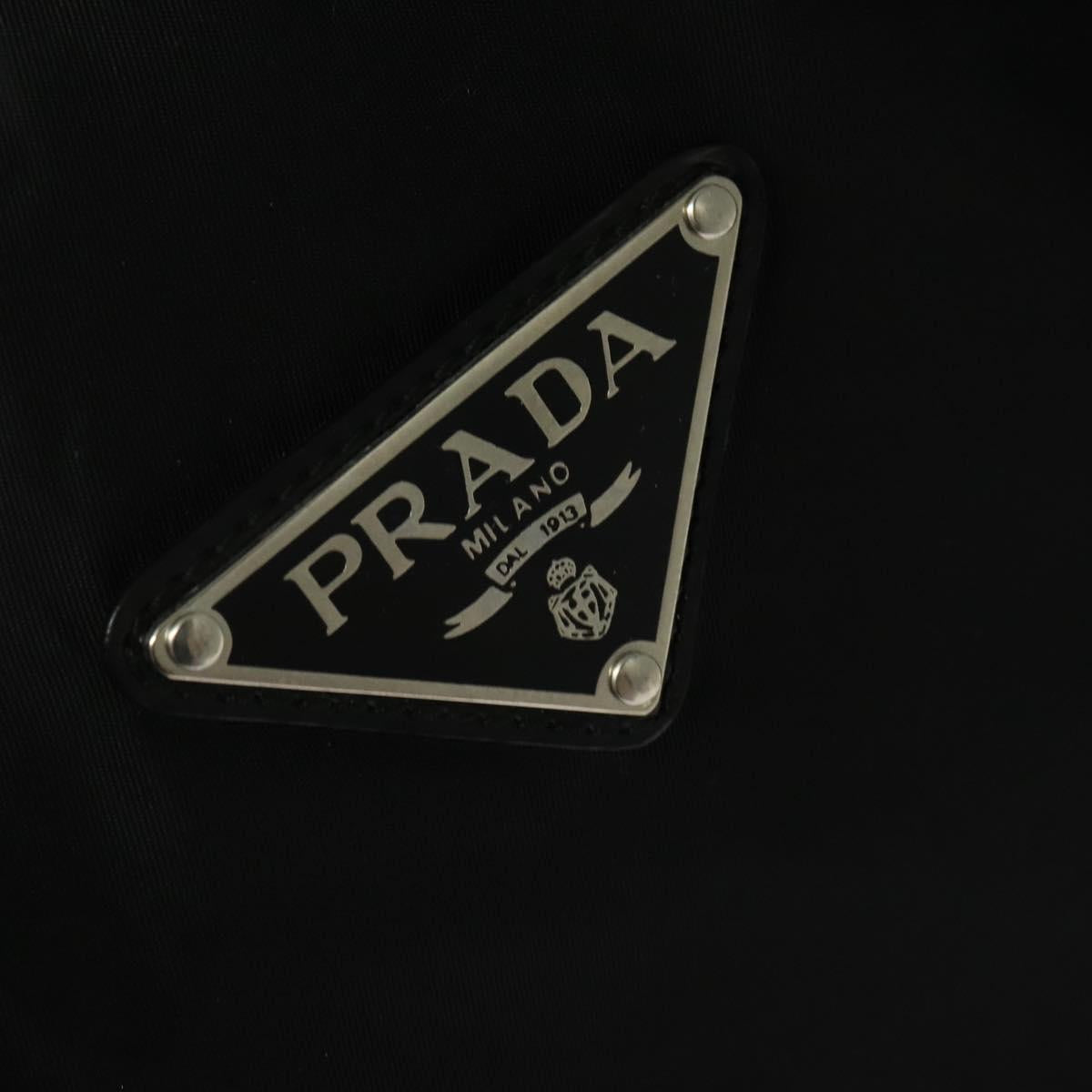 PRADA Boston Bag Nylon Black Silver Auth 137814
