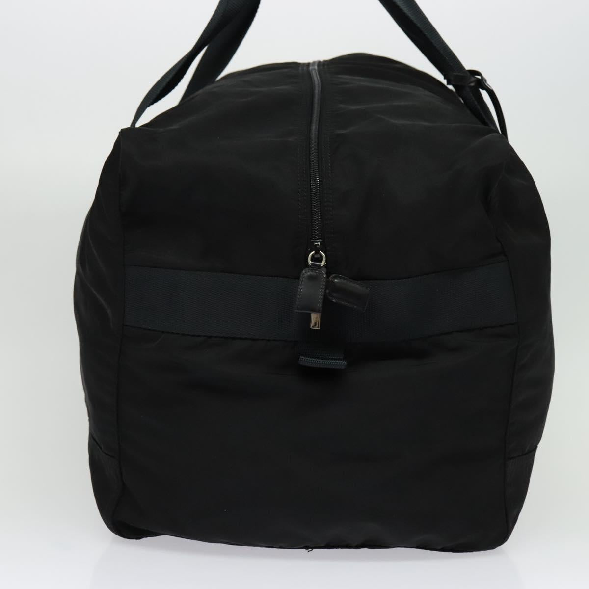 PRADA Boston Bag Nylon Black Silver Auth 137814