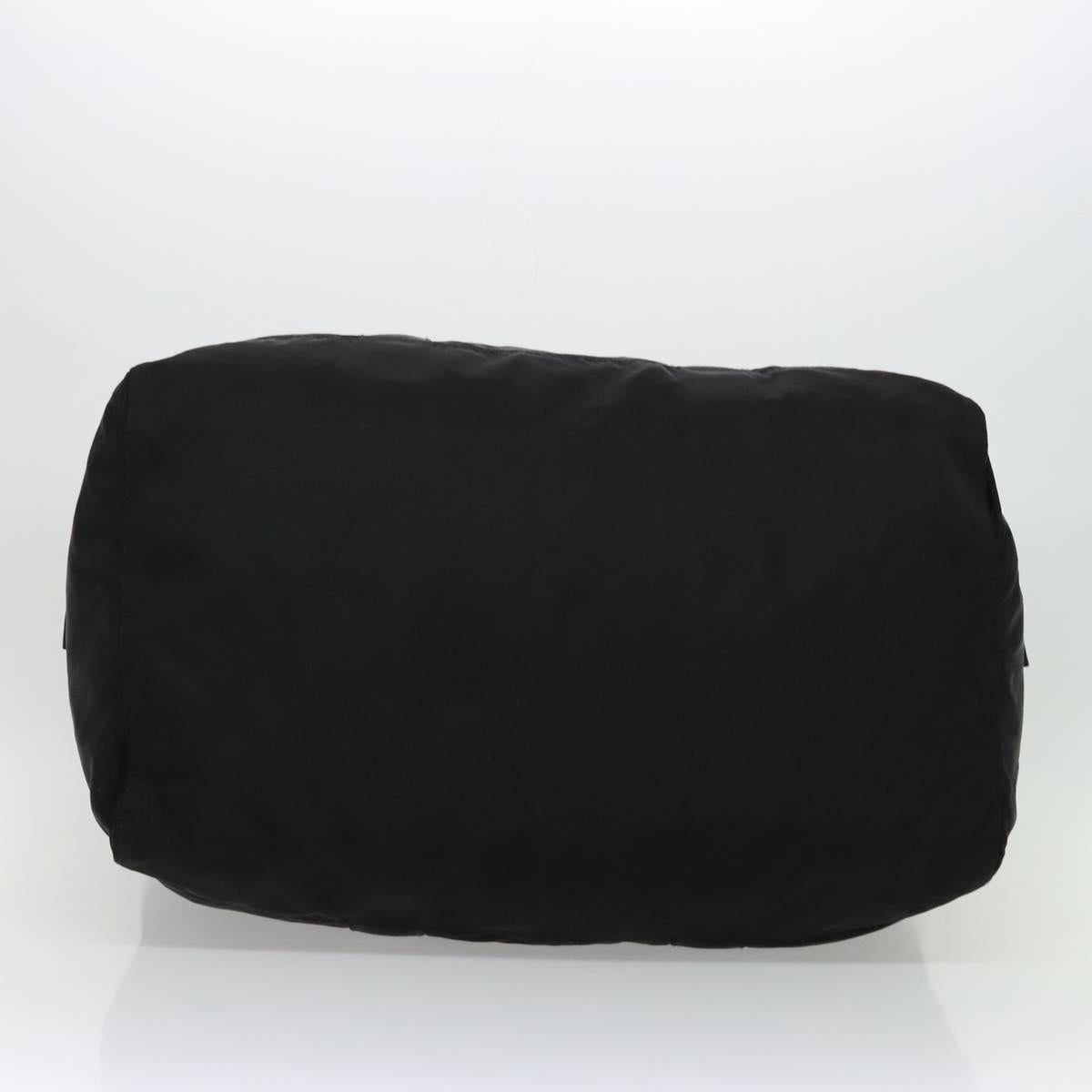 PRADA Boston Bag Nylon Black Silver Auth 137814