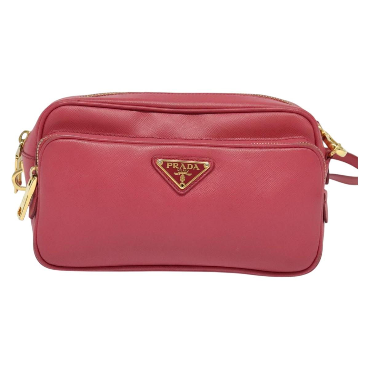 PRADA Shoulder Bag Safiano leather Pink Gold BT1010 Auth 137816