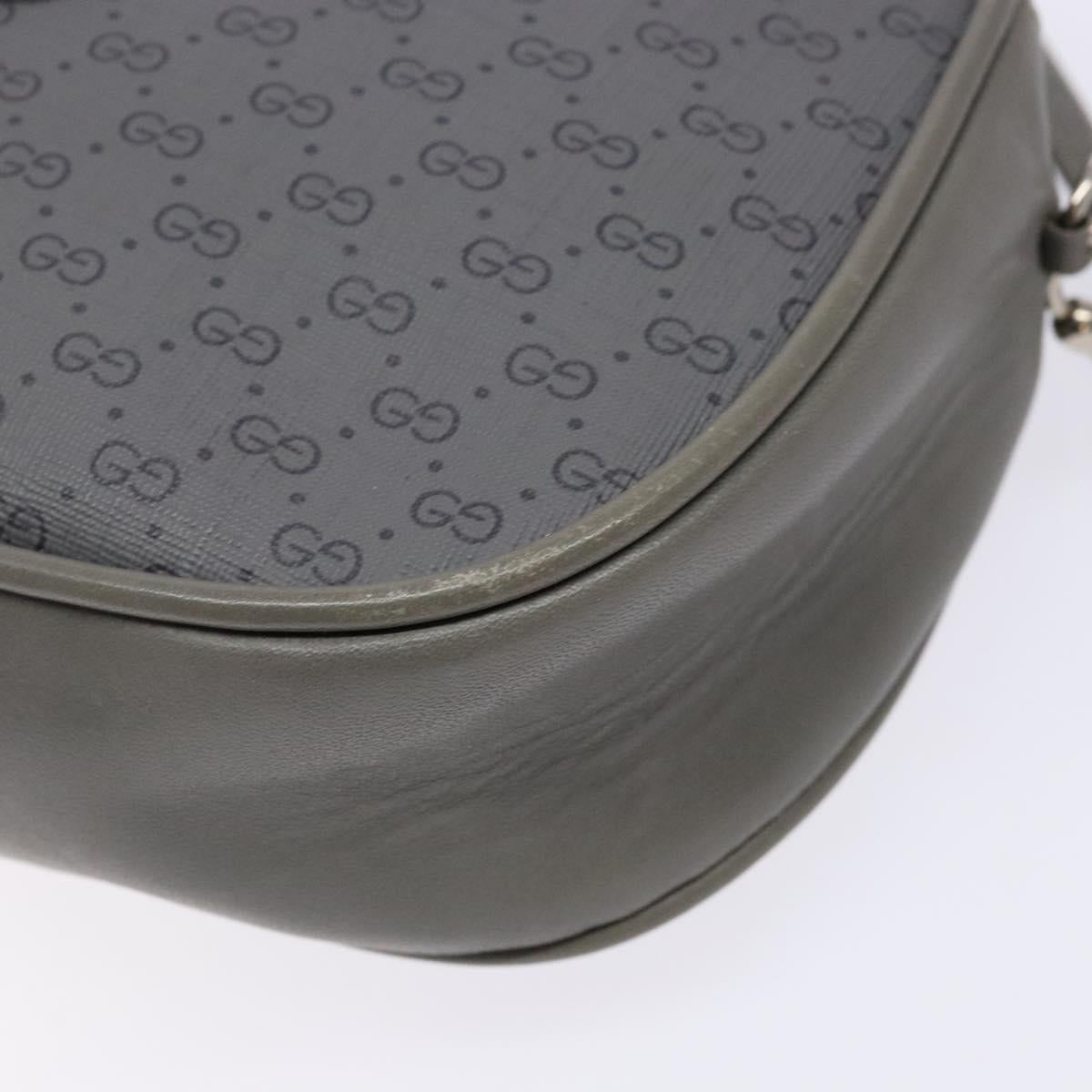 GUCCI Micro GG Supreme Shoulder Bag PVC Vintage Gray Silver Auth 137819