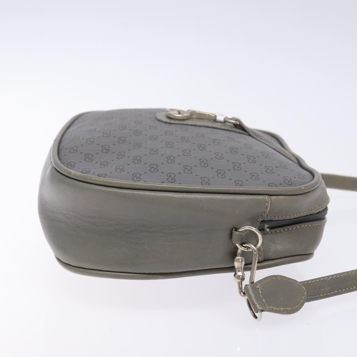 GUCCI Micro GG Supreme Shoulder Bag PVC Vintage Gray Silver Auth 137819