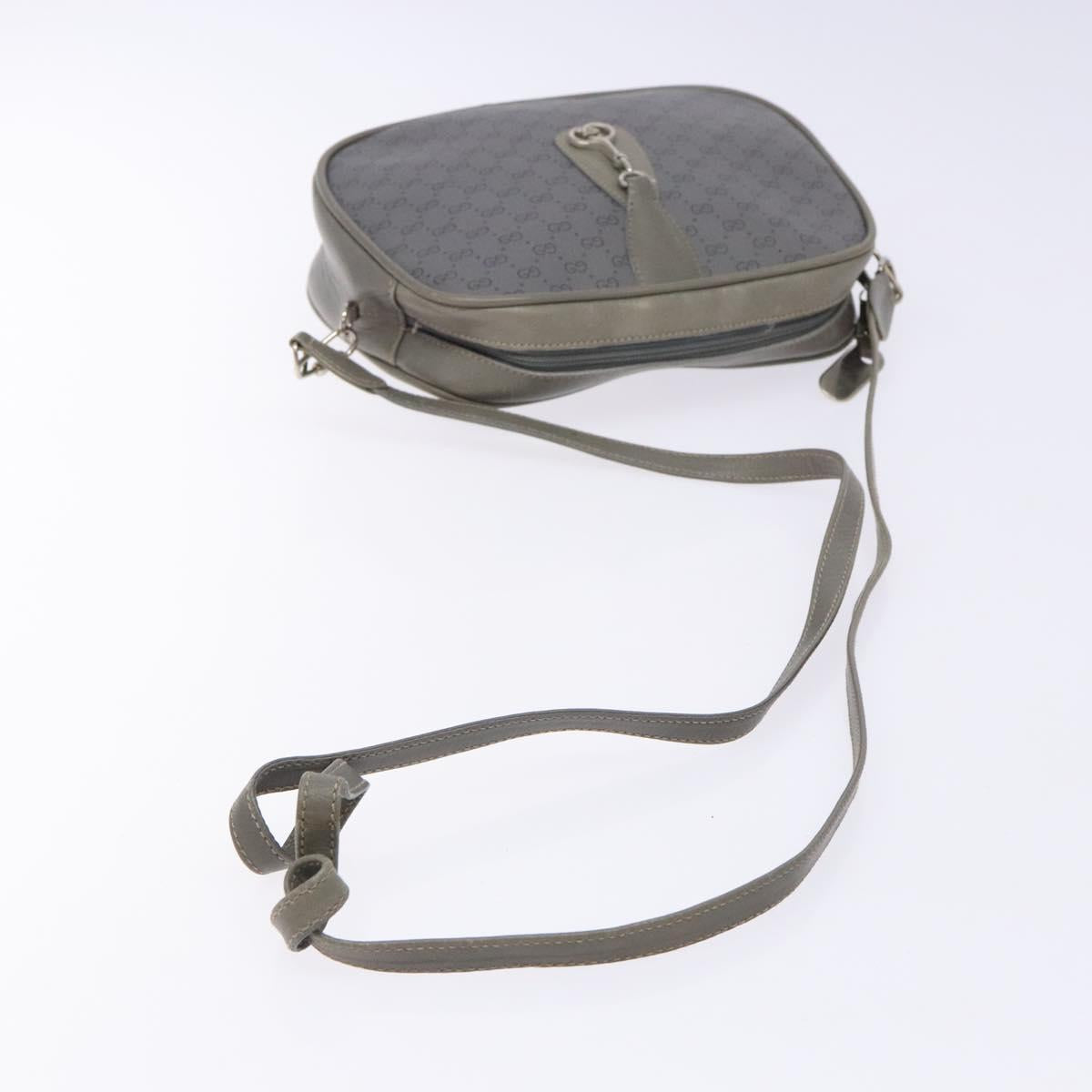 GUCCI Micro GG Supreme Shoulder Bag PVC Vintage Gray Silver Auth 137819