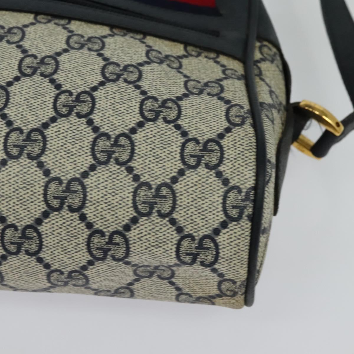 GUCCI GG Supreme Sherry Line Shoulder Bag PVC Navy Gold 119 02 087 Auth 137826