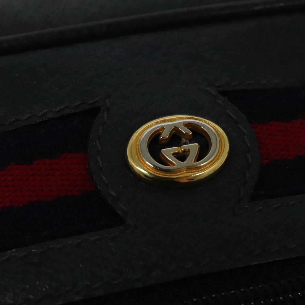 GUCCI GG Supreme Sherry Line Shoulder Bag PVC Navy Gold 119 02 087 Auth 137826
