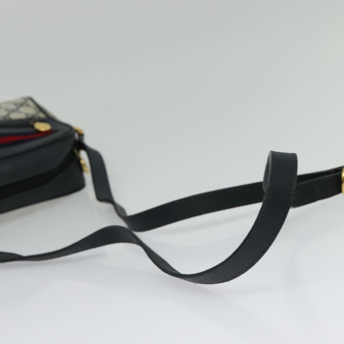 GUCCI GG Supreme Sherry Line Shoulder Bag PVC Navy Gold 119 02 087 Auth 137826