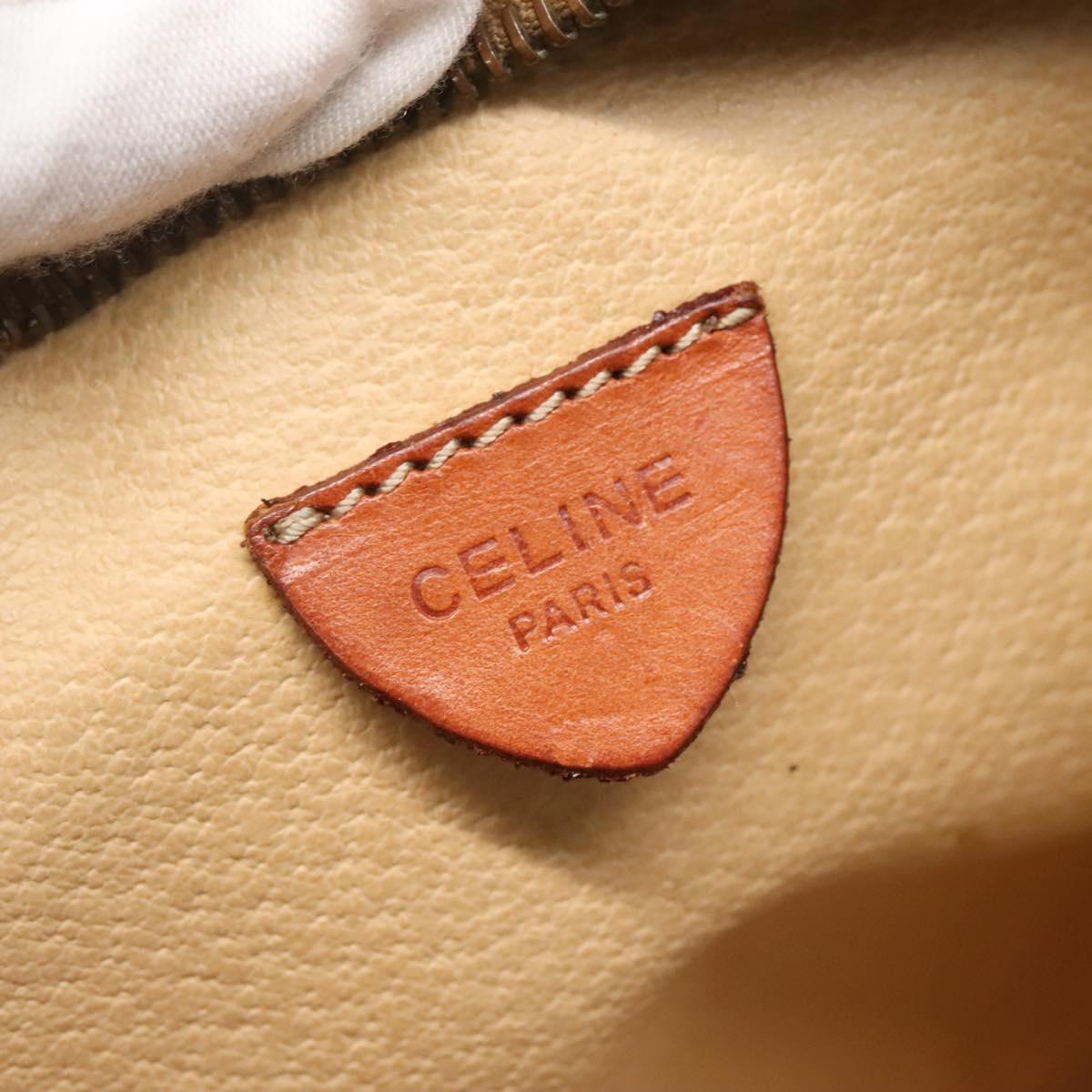 CELINE Macadam Canvas Tote Bag PVC Leather Brown Gold Auth 137828