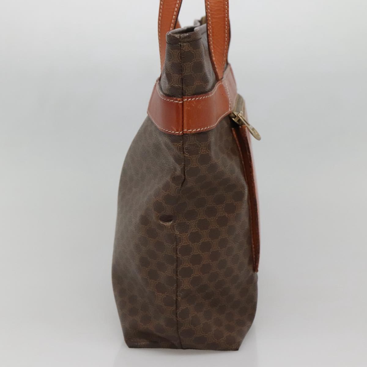 CELINE Macadam Canvas Tote Bag PVC Leather Brown Gold Auth 137828