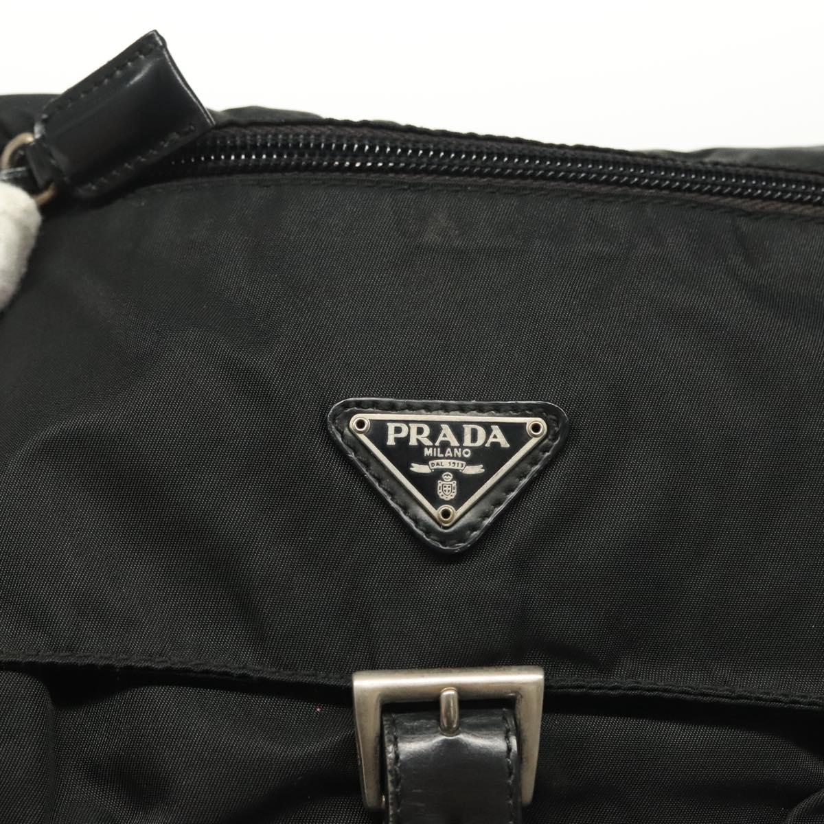 PRADA Shoulder Bag Nylon Black Silver Auth 137845