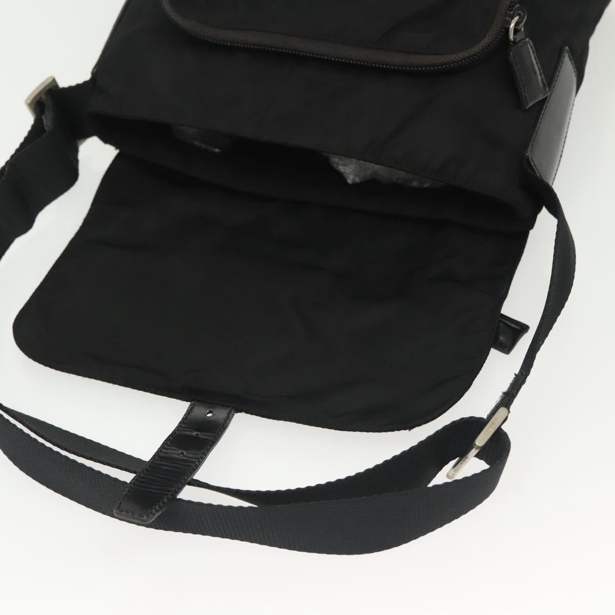PRADA Shoulder Bag Nylon Black Silver Auth 137845