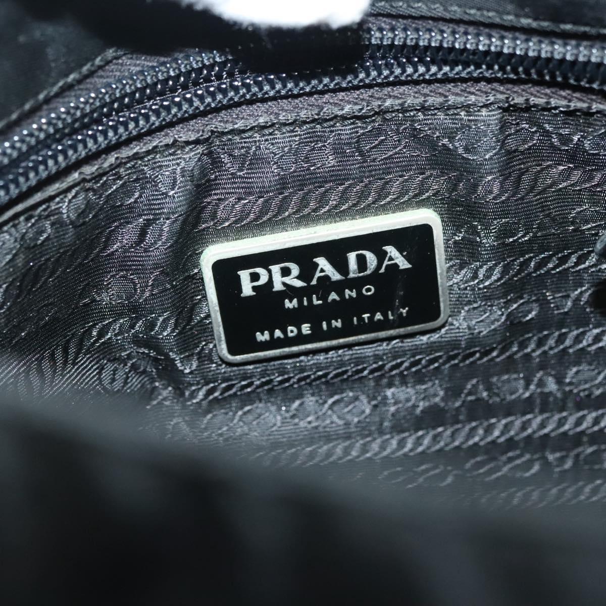 PRADA Shoulder Bag Nylon Black Silver Auth 137845