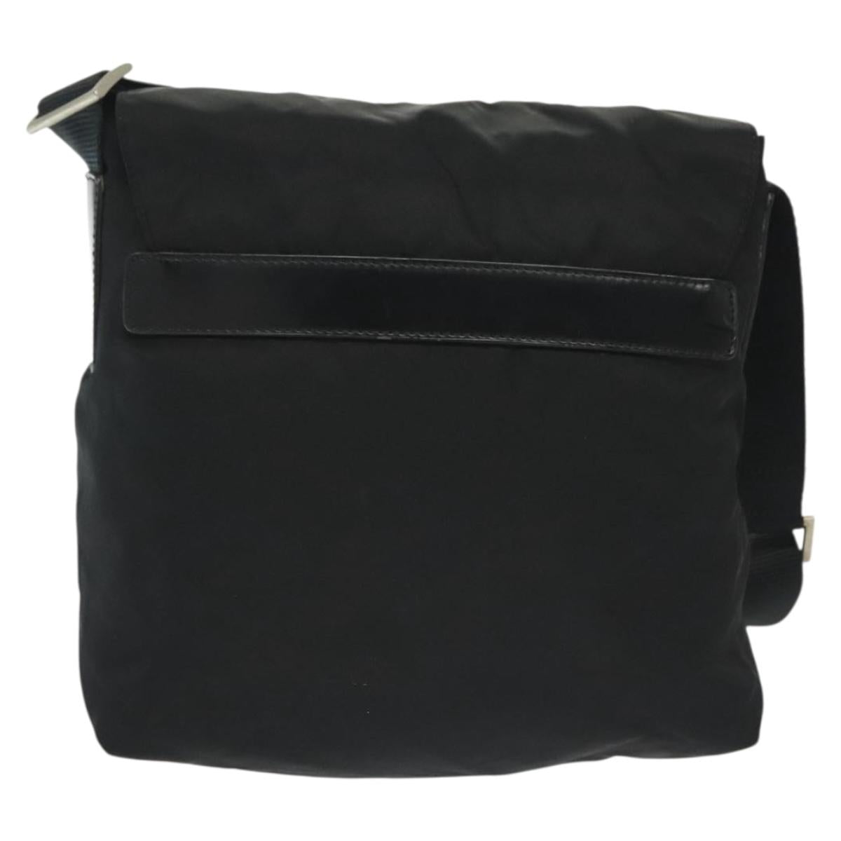 PRADA Shoulder Bag Nylon Black Silver Auth 137845