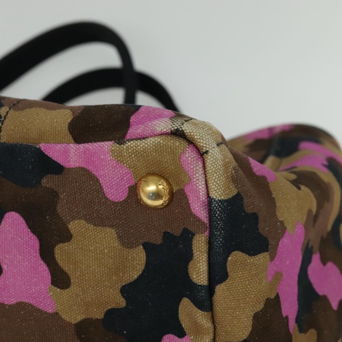 PRADA Camouflage Canapa GM Hand Bag Canvas Purple Gold Auth 137846