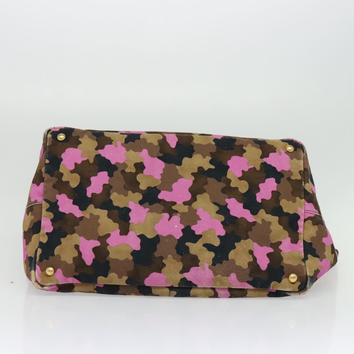 PRADA Camouflage Canapa GM Hand Bag Canvas Purple Gold Auth 137846