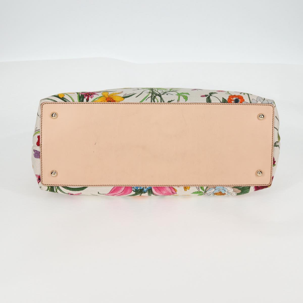 GUCCI Bamboo Flora Shoulder Bag Canvas Multicolor Gold 137395 Auth 137847A