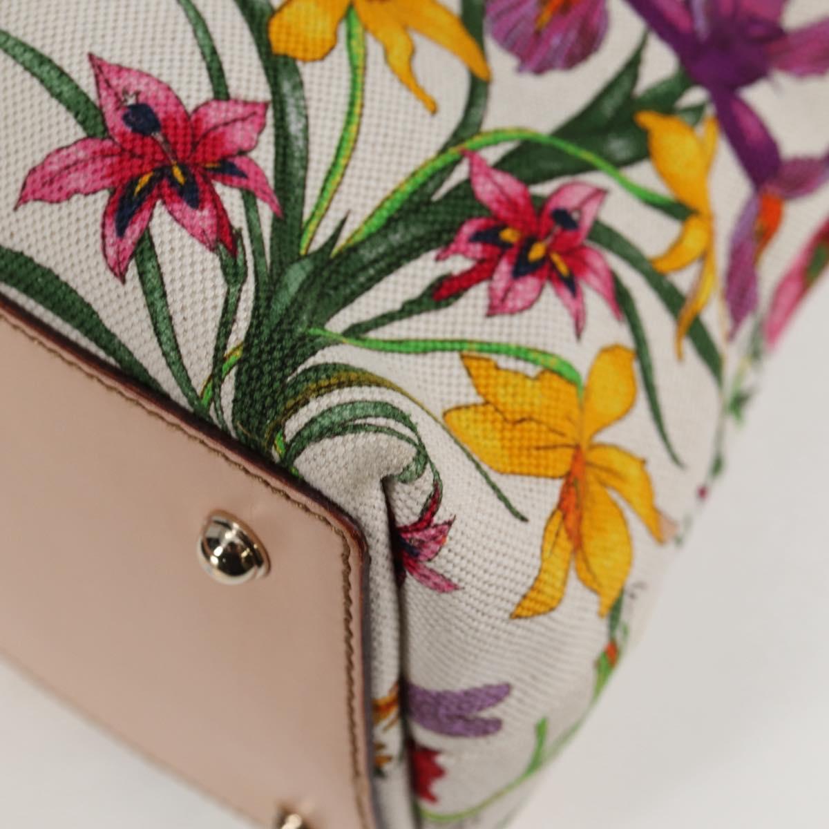 GUCCI Bamboo Flora Shoulder Bag Canvas Multicolor Gold 137395 Auth 137847A