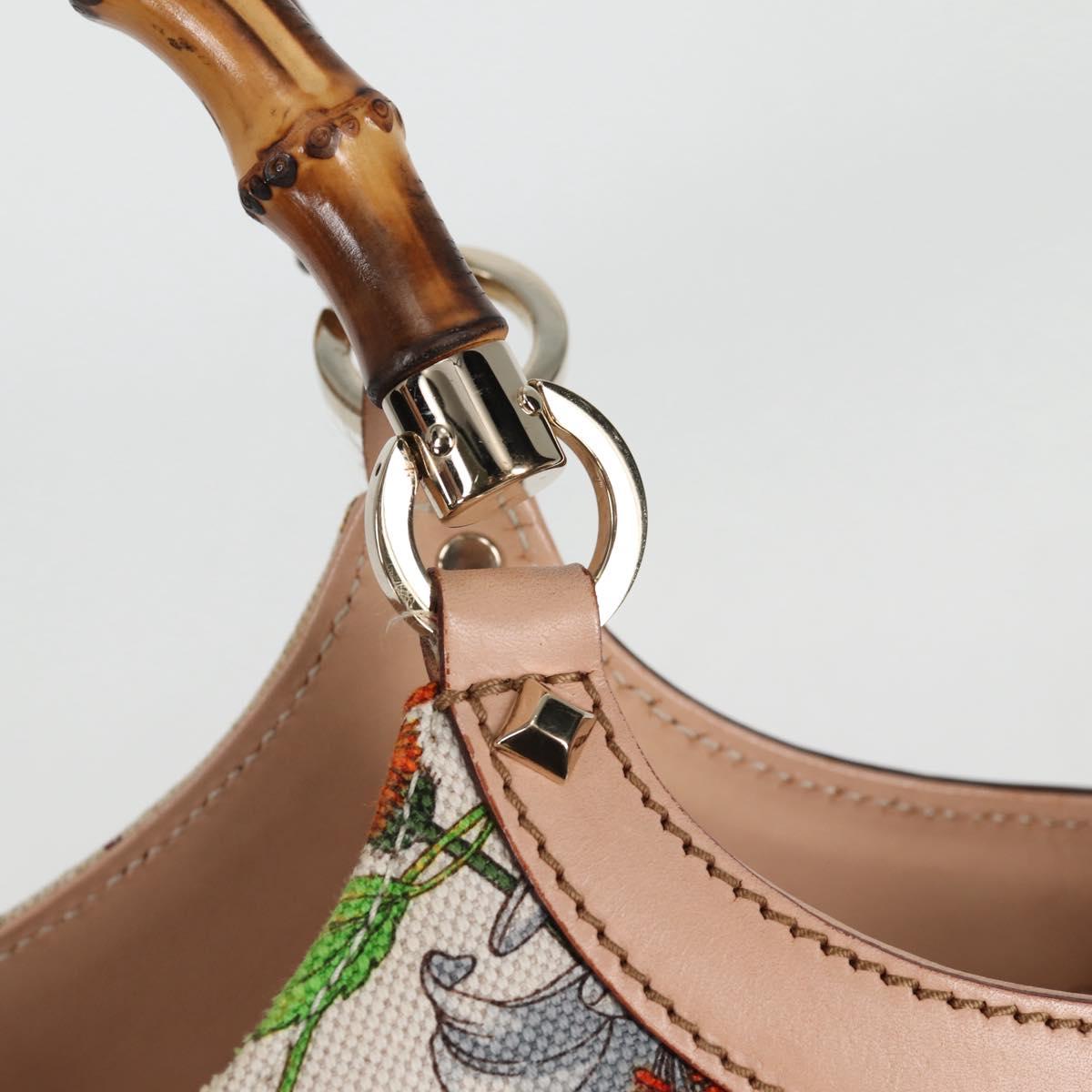 GUCCI Bamboo Flora Shoulder Bag Canvas Multicolor Gold 137395 Auth 137847A