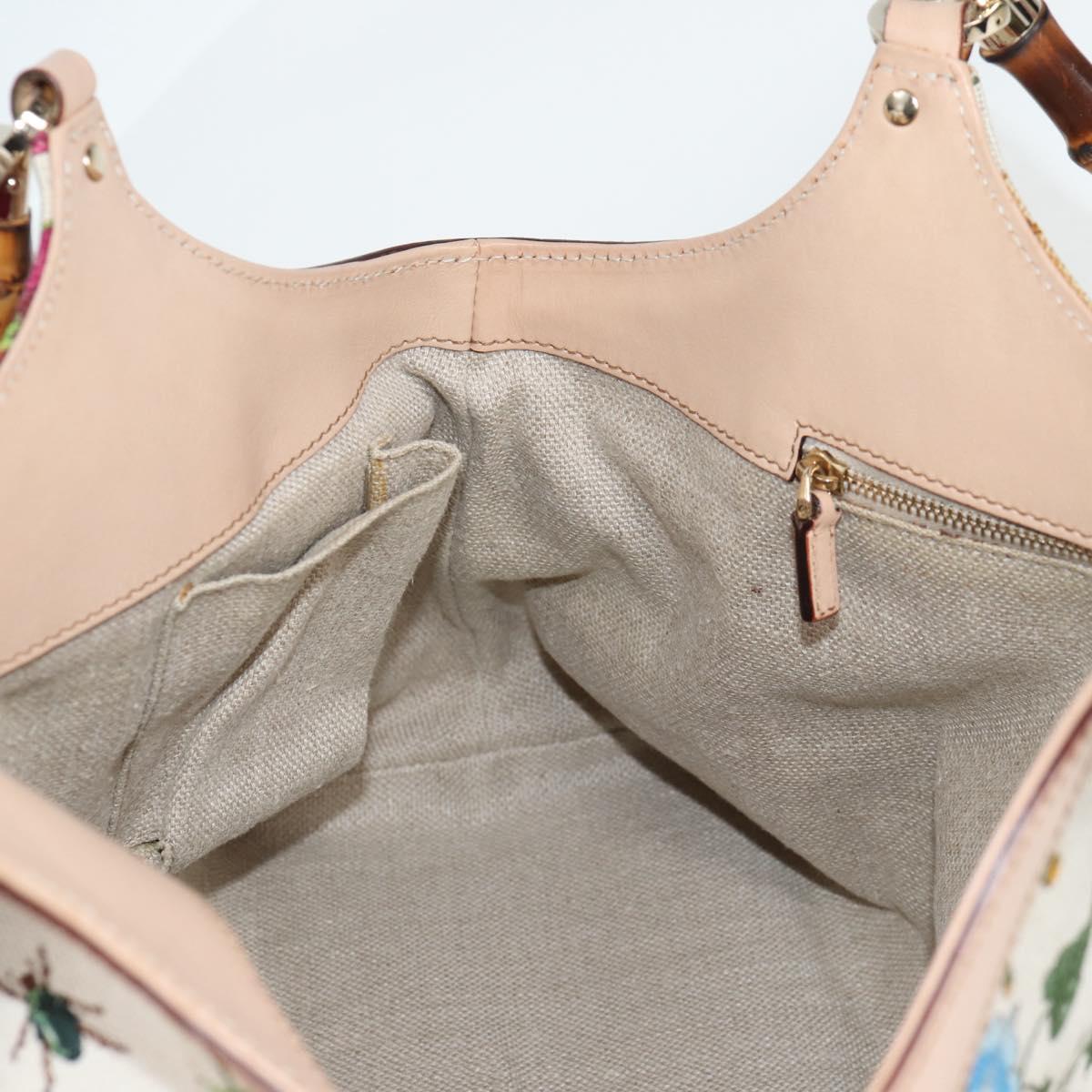GUCCI Bamboo Flora Shoulder Bag Canvas Multicolor Gold 137395 Auth 137847A