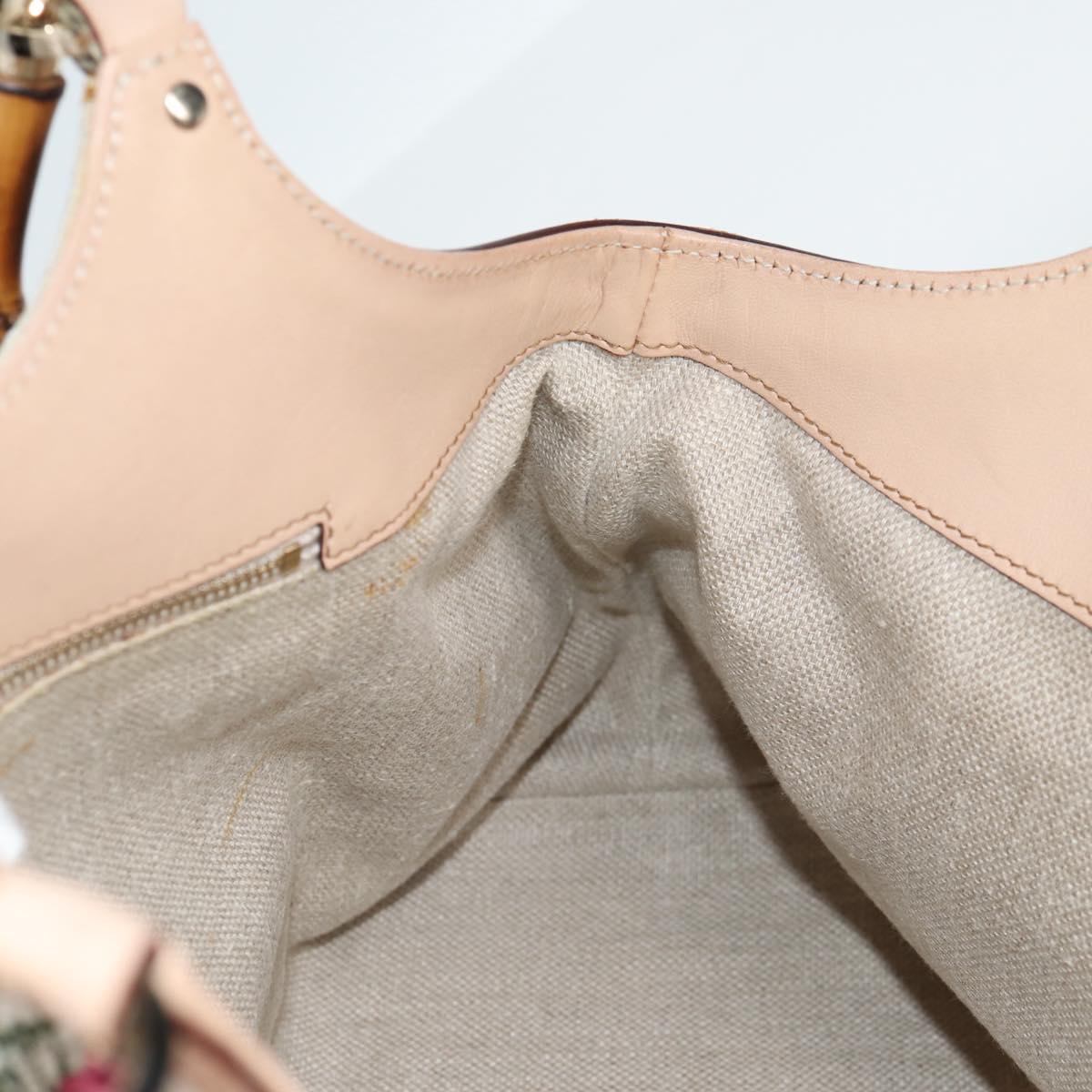 GUCCI Bamboo Flora Shoulder Bag Canvas Multicolor Gold 137395 Auth 137847A