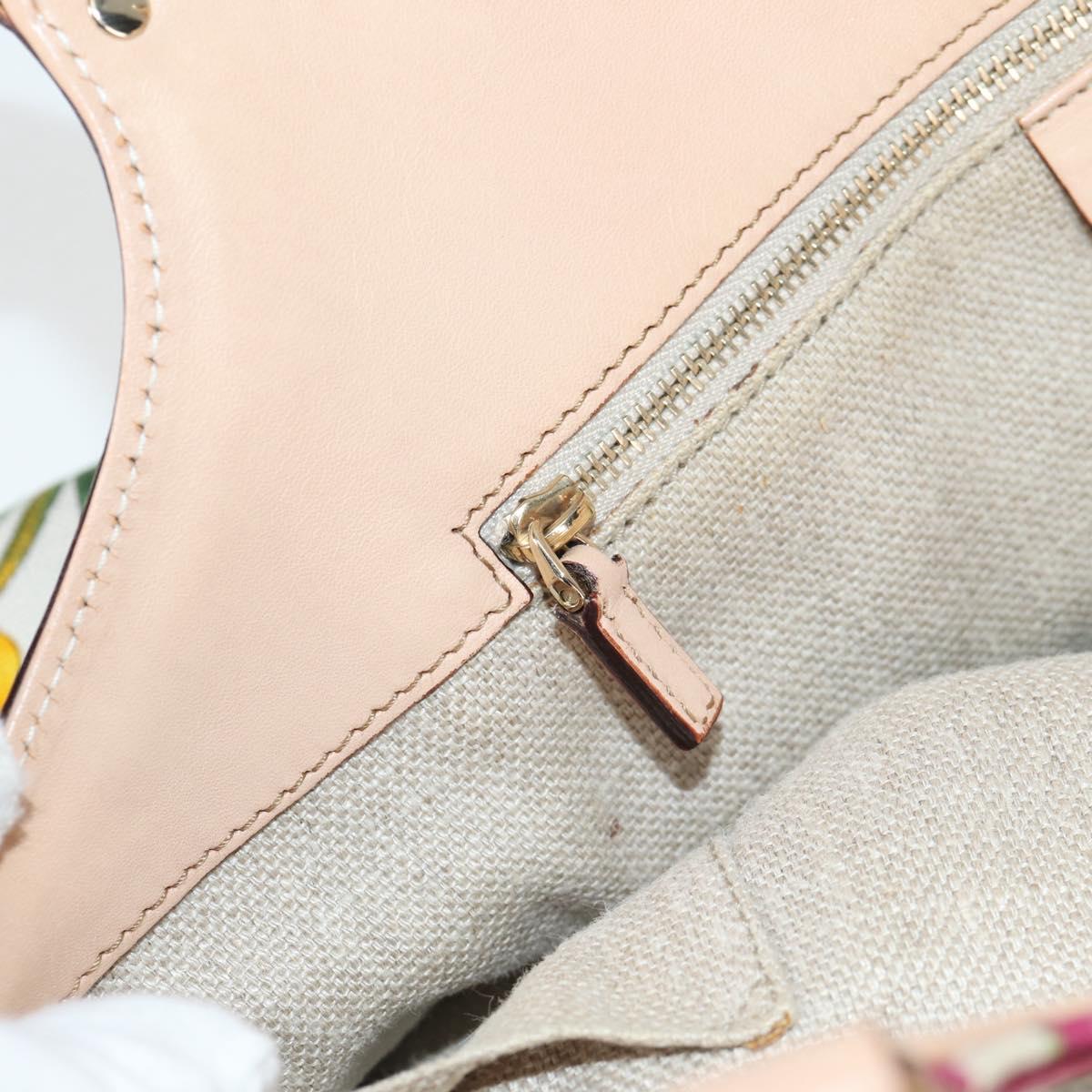 GUCCI Bamboo Flora Shoulder Bag Canvas Multicolor Gold 137395 Auth 137847A