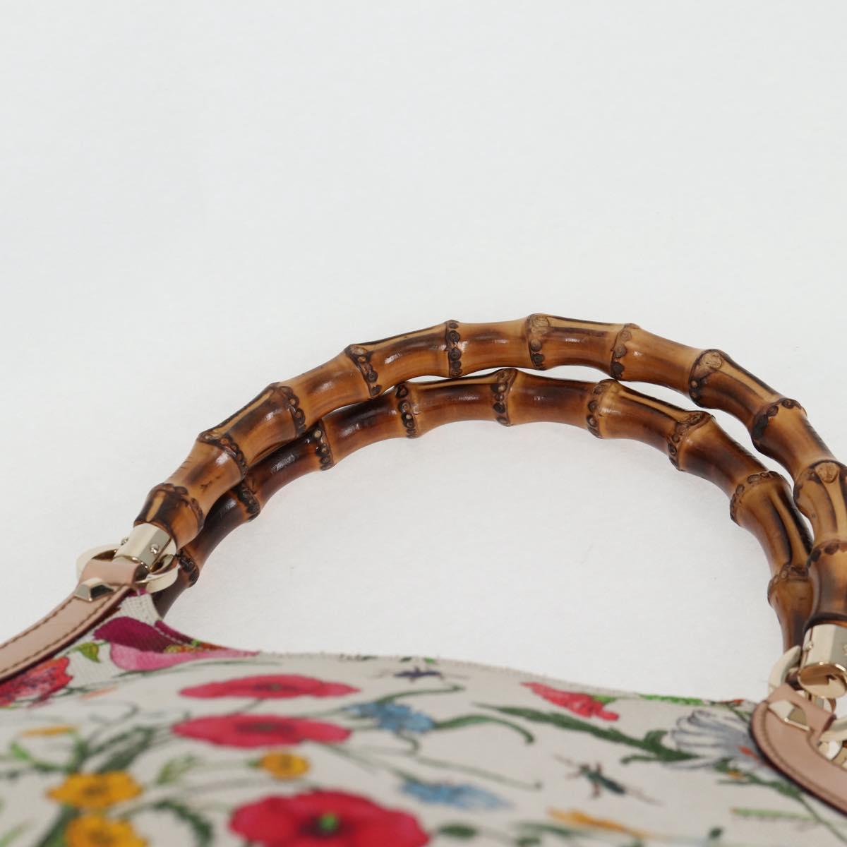 GUCCI Bamboo Flora Shoulder Bag Canvas Multicolor Gold 137395 Auth 137847A