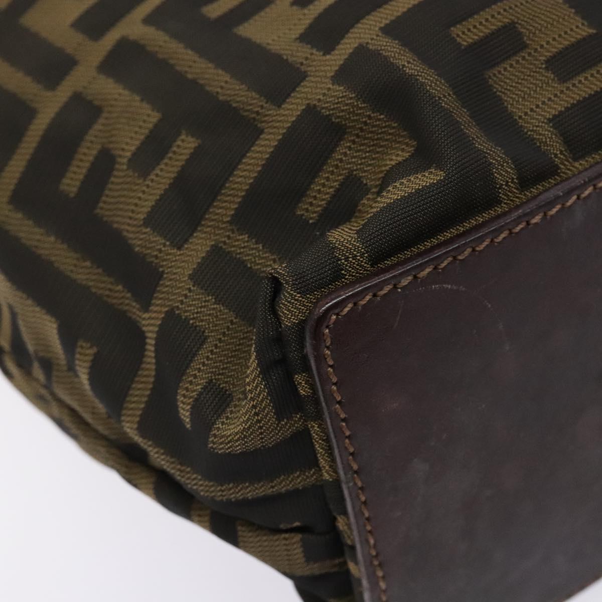 FENDI Zucca Canvas Hand Bag Black Khaki Auth 137851